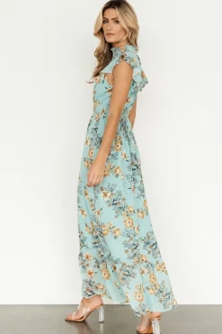 New Baltic Born Kearny Ruffle Maxi Dress | Mint Floral MintFloral