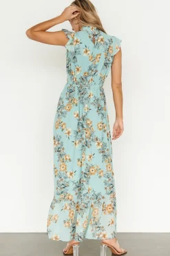 New Baltic Born Kearny Ruffle Maxi Dress | Mint Floral MintFloral