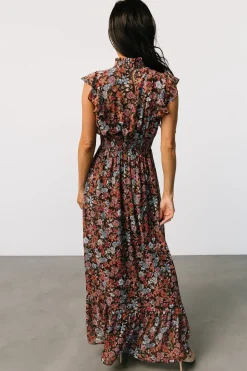Discount Baltic Born Kearny Ruffle Maxi Dress | Brown Multi Floral BrownMultiFloral