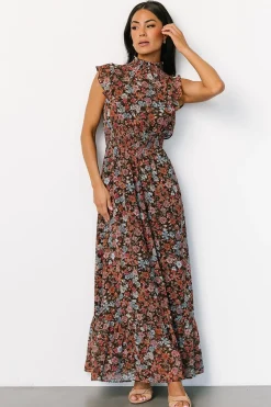 Discount Baltic Born Kearny Ruffle Maxi Dress | Brown Multi Floral BrownMultiFloral