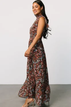 Discount Baltic Born Kearny Ruffle Maxi Dress | Brown Multi Floral BrownMultiFloral