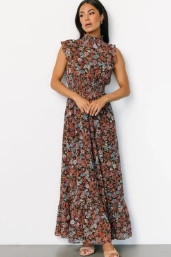 Discount Baltic Born Kearny Ruffle Maxi Dress | Brown Multi Floral BrownMultiFloral