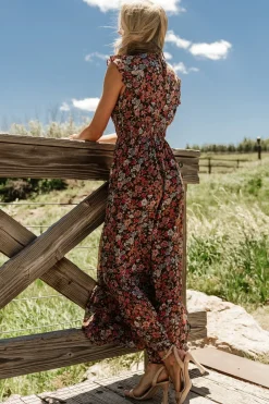 Discount Baltic Born Kearny Ruffle Maxi Dress | Brown Multi Floral BrownMultiFloral