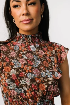 Discount Baltic Born Kearny Ruffle Maxi Dress | Brown Multi Floral BrownMultiFloral