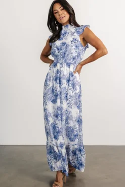 Sale Baltic Born Kearny Ruffle Maxi Dress | White + Blue Floral White+BlueFloral