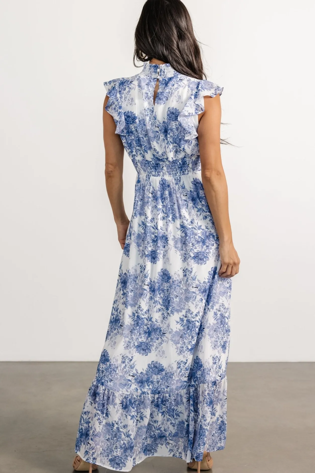 Sale Baltic Born Kearny Ruffle Maxi Dress | White + Blue Floral White+BlueFloral