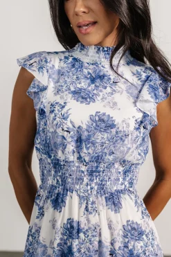 Sale Baltic Born Kearny Ruffle Maxi Dress | White + Blue Floral White+BlueFloral