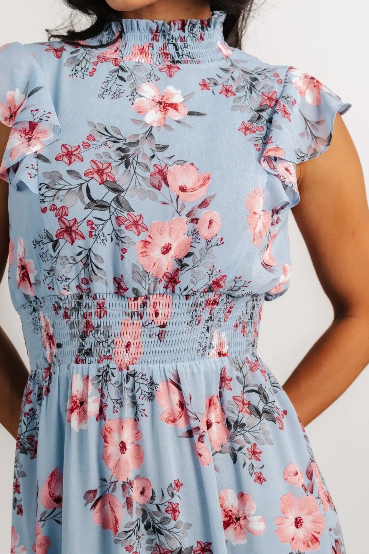 Sale Baltic Born Kearny Ruffle Maxi Dress | Light Blue + Blush LightBlue+Blush