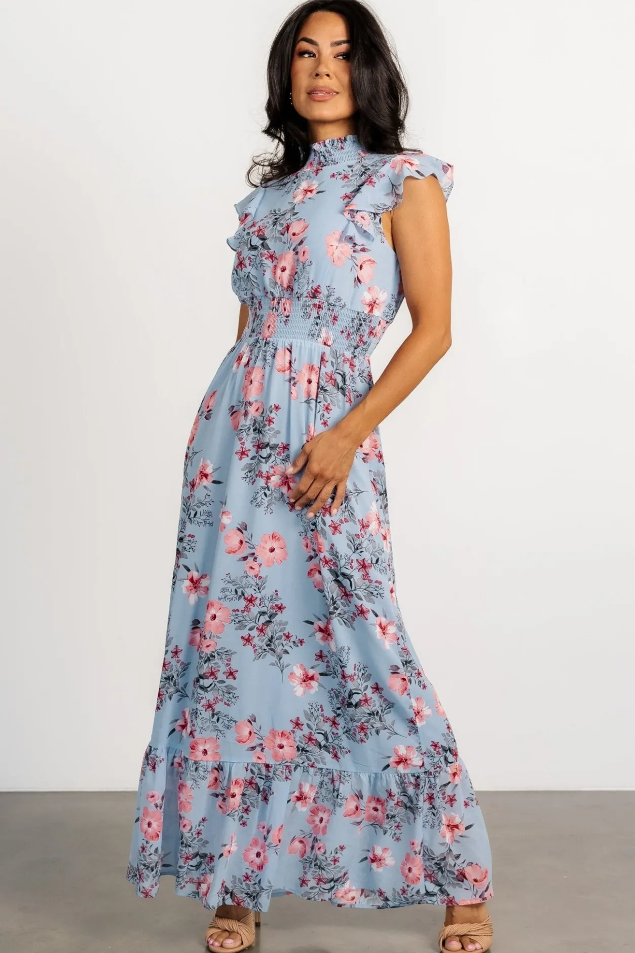 Sale Baltic Born Kearny Ruffle Maxi Dress | Light Blue + Blush LightBlue+Blush