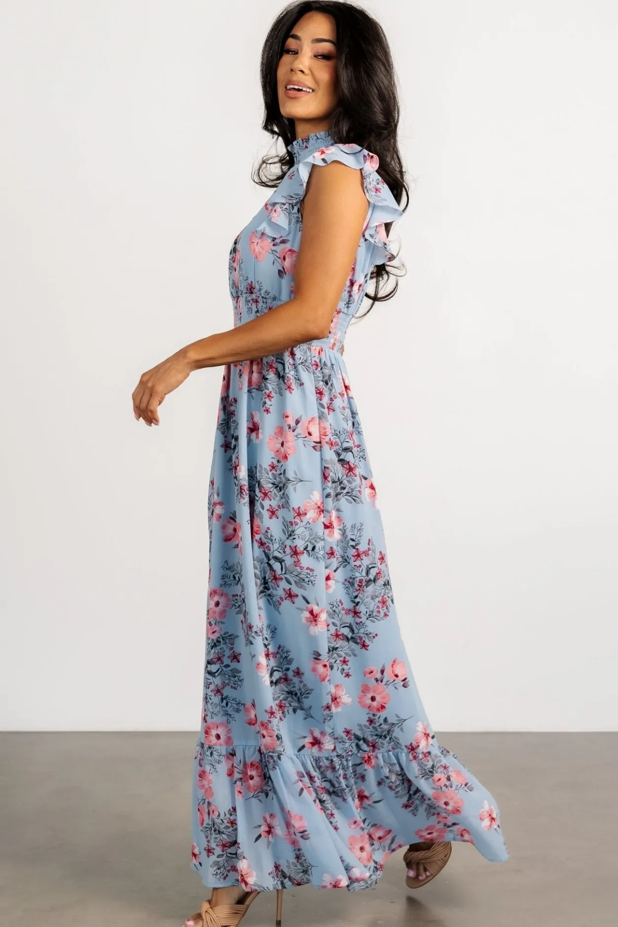 Sale Baltic Born Kearny Ruffle Maxi Dress | Light Blue + Blush LightBlue+Blush