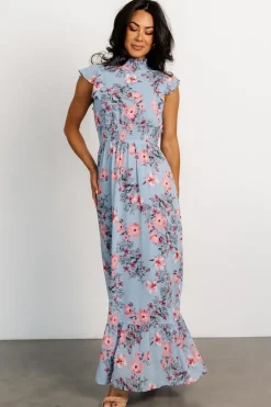 Sale Baltic Born Kearny Ruffle Maxi Dress | Light Blue + Blush LightBlue+Blush
