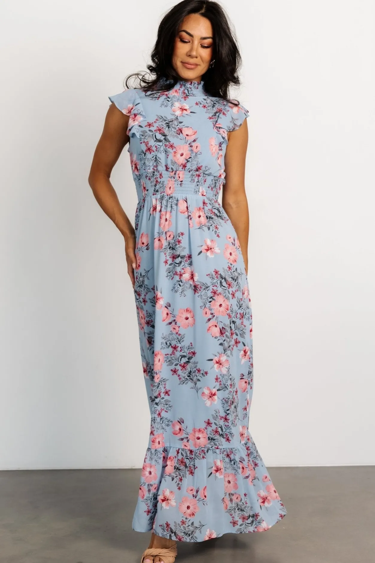 Sale Baltic Born Kearny Ruffle Maxi Dress | Light Blue + Blush LightBlue+Blush