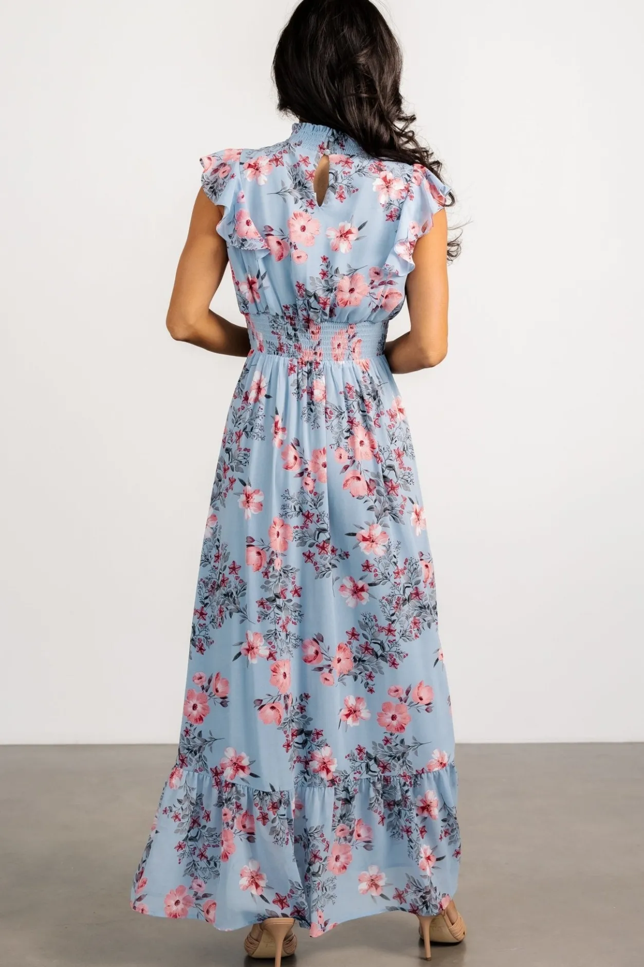 Sale Baltic Born Kearny Ruffle Maxi Dress | Light Blue + Blush LightBlue+Blush