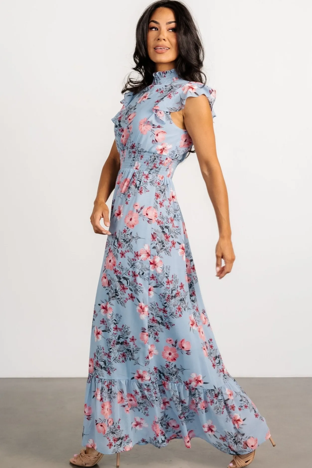 Sale Baltic Born Kearny Ruffle Maxi Dress | Light Blue + Blush LightBlue+Blush