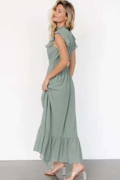 Hot Baltic Born Kearny Ruffle Maxi Dress | Eucalyptus
