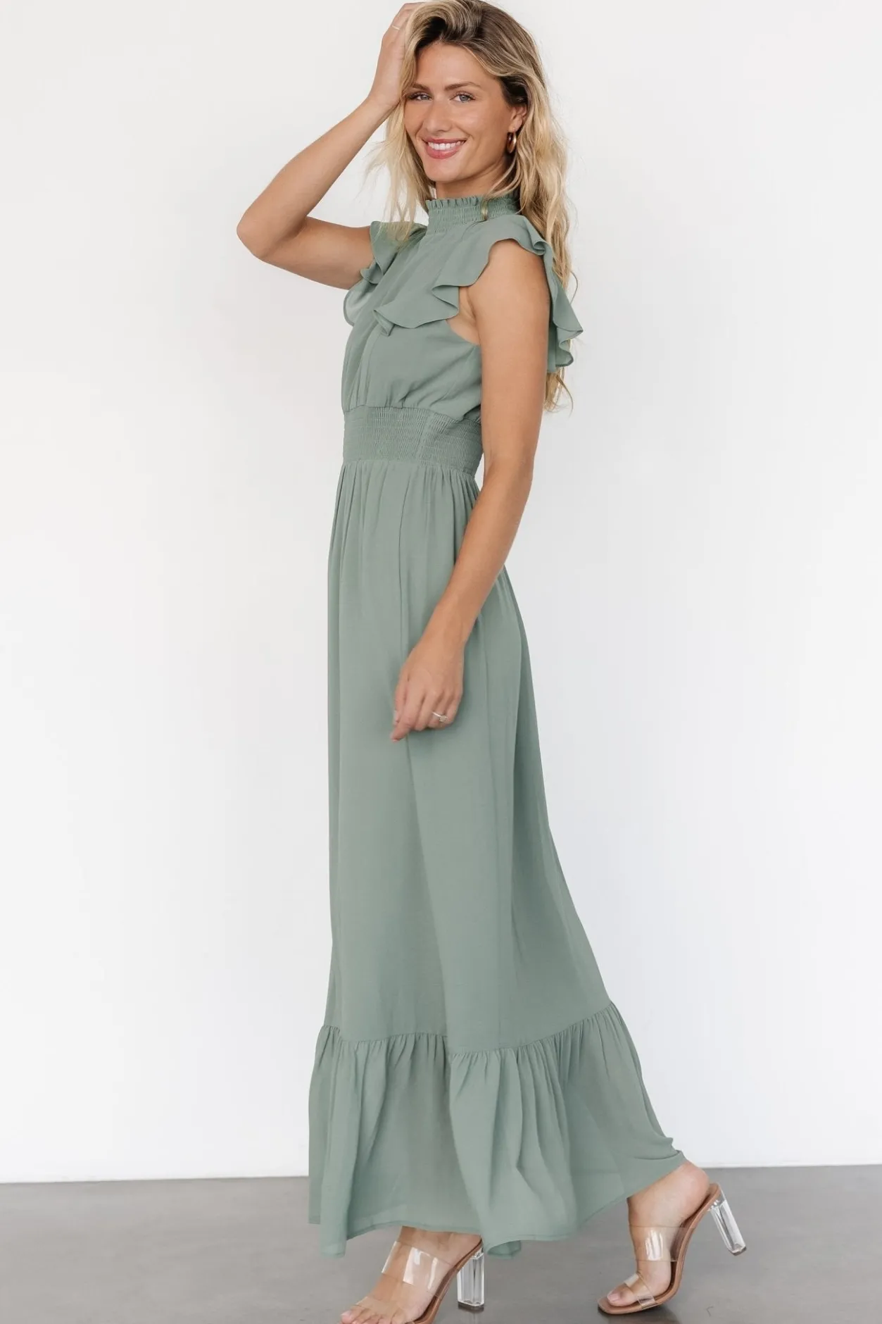 Hot Baltic Born Kearny Ruffle Maxi Dress | Eucalyptus