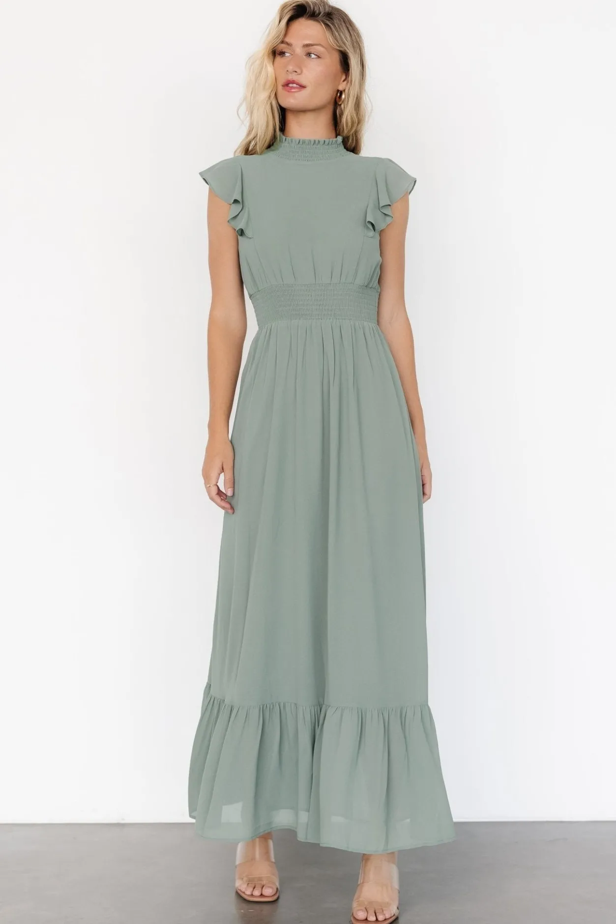 Hot Baltic Born Kearny Ruffle Maxi Dress | Eucalyptus