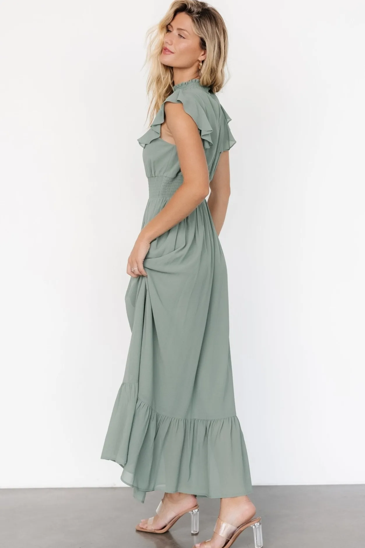 Hot Baltic Born Kearny Ruffle Maxi Dress | Eucalyptus