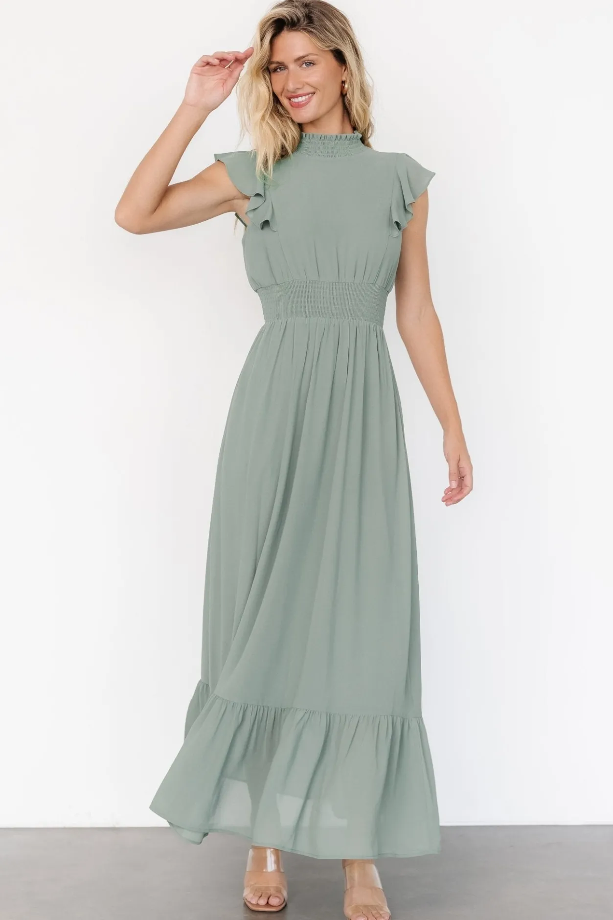 Hot Baltic Born Kearny Ruffle Maxi Dress | Eucalyptus