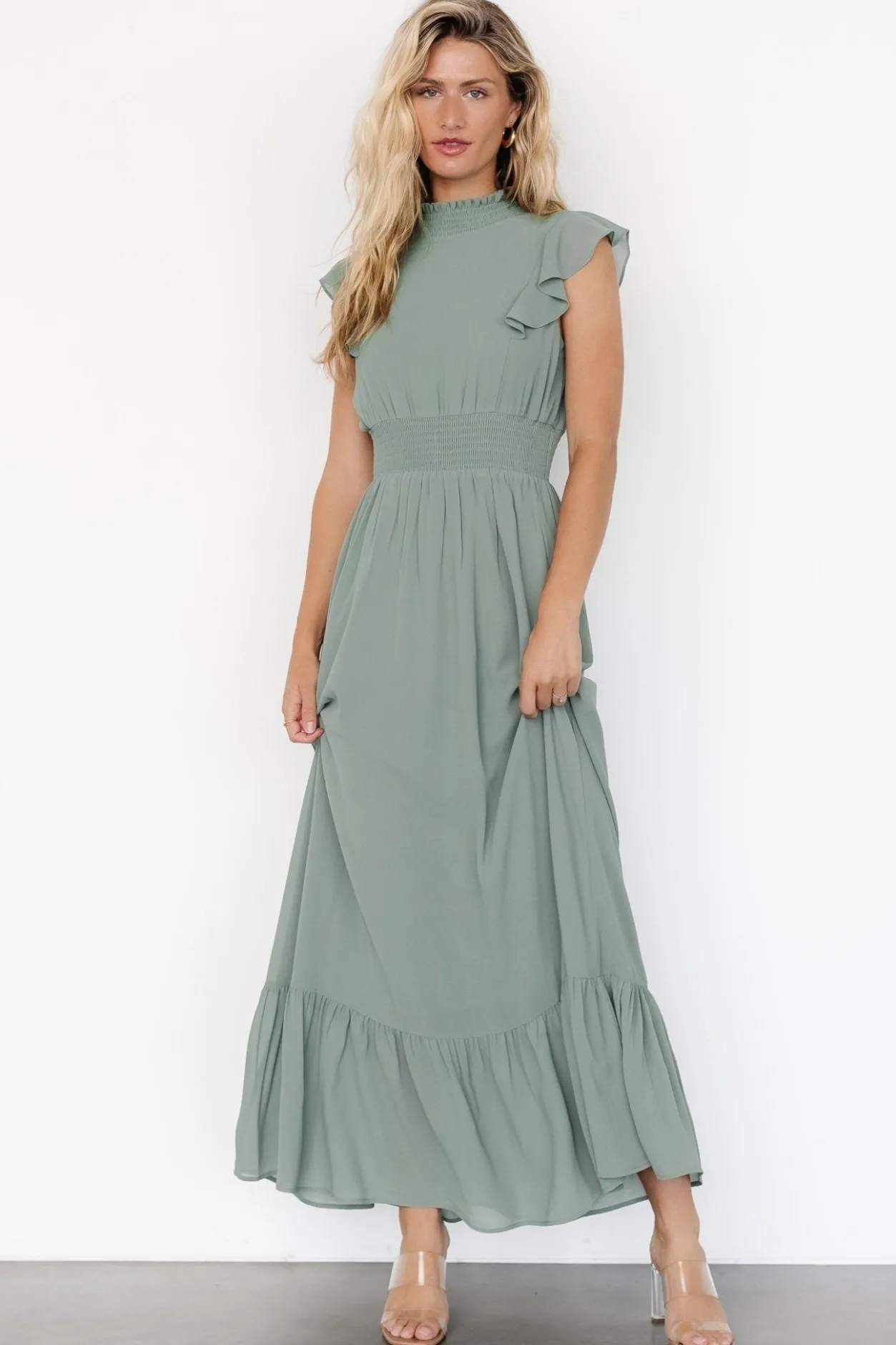 Hot Baltic Born Kearny Ruffle Maxi Dress | Eucalyptus