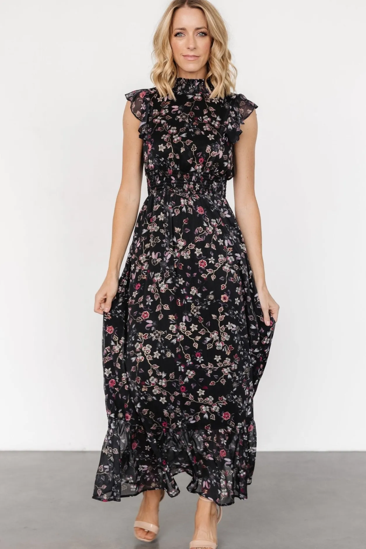 Outlet Baltic Born Kearny Ruffle Maxi Dress | Midnight + Gold Multi Midnight+GoldMulti