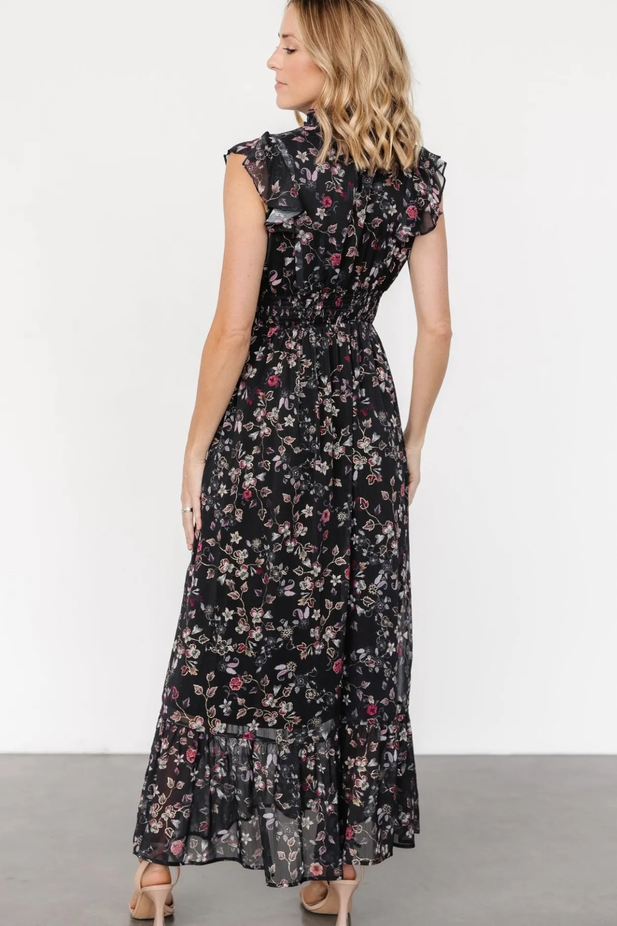 Outlet Baltic Born Kearny Ruffle Maxi Dress | Midnight + Gold Multi Midnight+GoldMulti