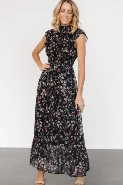 Outlet Baltic Born Kearny Ruffle Maxi Dress | Midnight + Gold Multi Midnight+GoldMulti