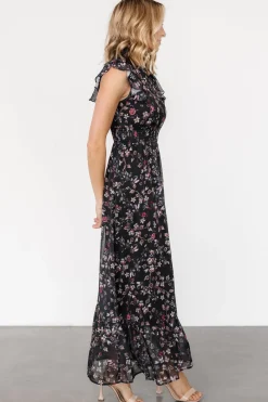 Outlet Baltic Born Kearny Ruffle Maxi Dress | Midnight + Gold Multi Midnight+GoldMulti