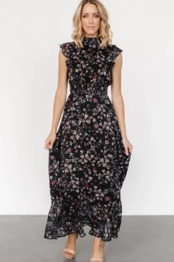 Outlet Baltic Born Kearny Ruffle Maxi Dress | Midnight + Gold Multi Midnight+GoldMulti