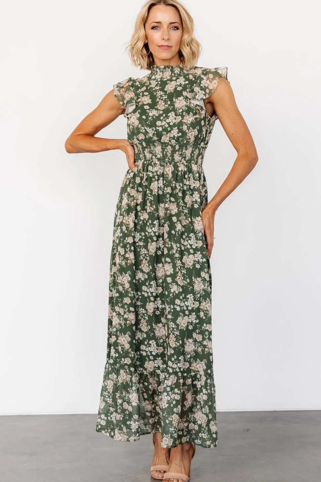 Fashion Baltic Born Kearny Ruffle Maxi Dress | Olive Floral OliveFloral