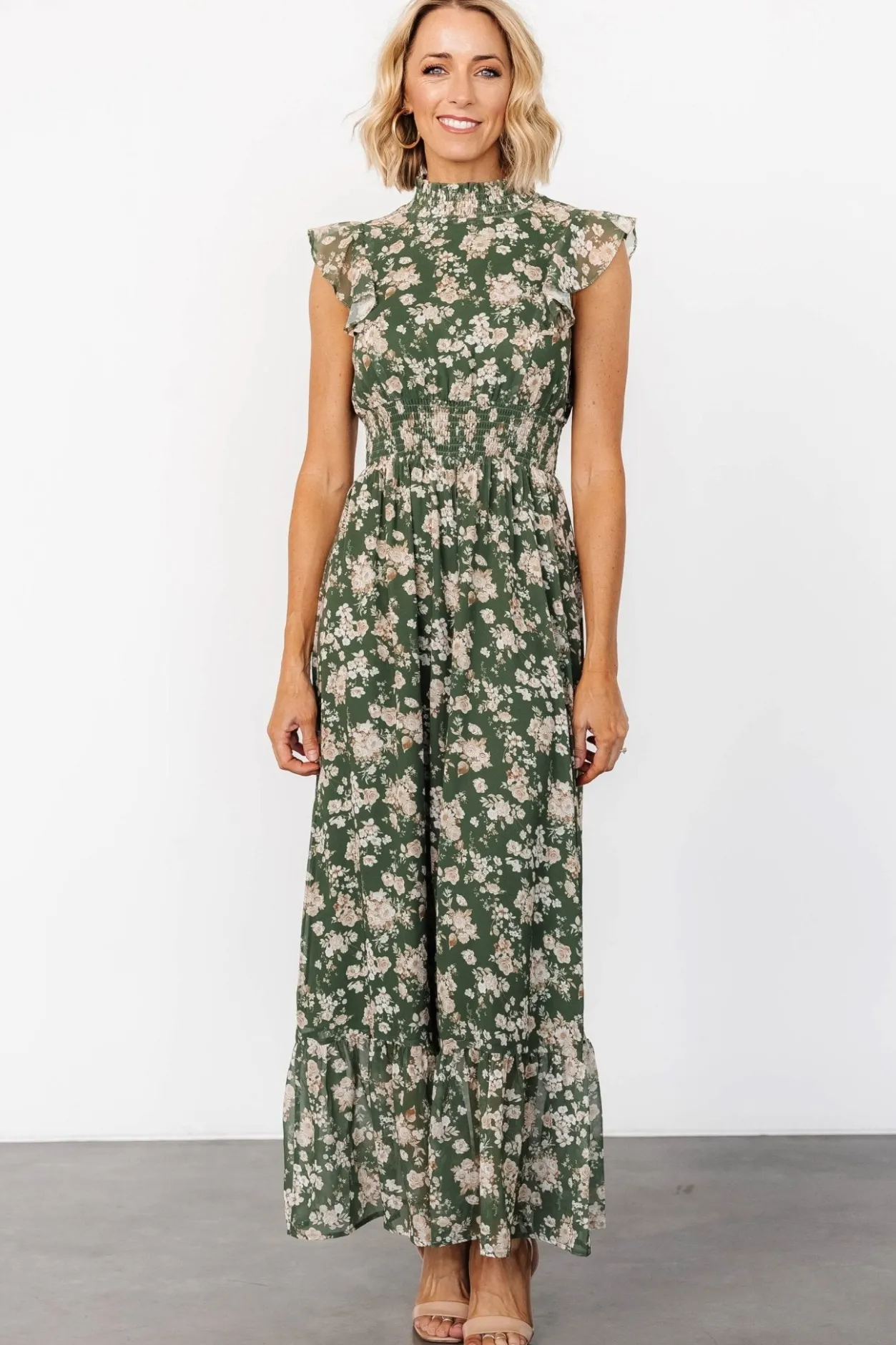 Fashion Baltic Born Kearny Ruffle Maxi Dress | Olive Floral OliveFloral