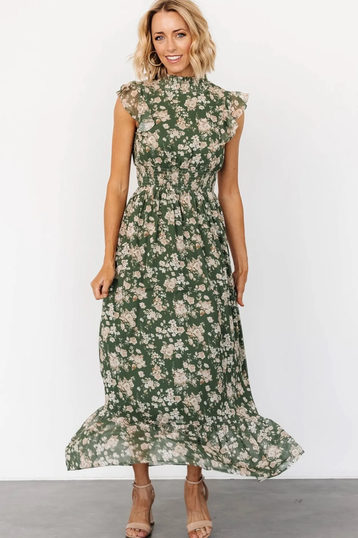 Fashion Baltic Born Kearny Ruffle Maxi Dress | Olive Floral OliveFloral