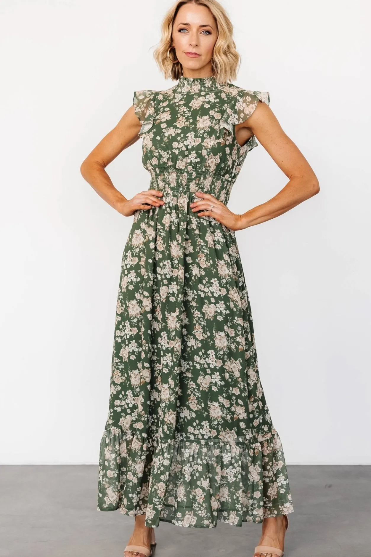 Fashion Baltic Born Kearny Ruffle Maxi Dress | Olive Floral OliveFloral