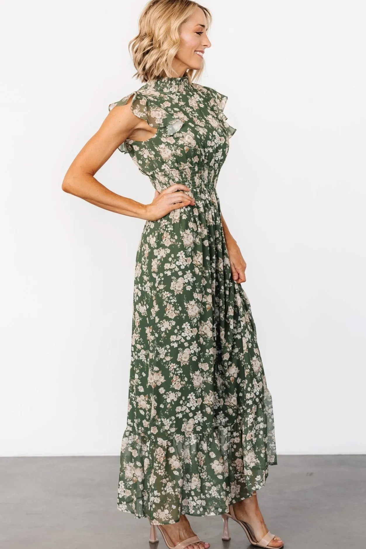 Fashion Baltic Born Kearny Ruffle Maxi Dress | Olive Floral OliveFloral