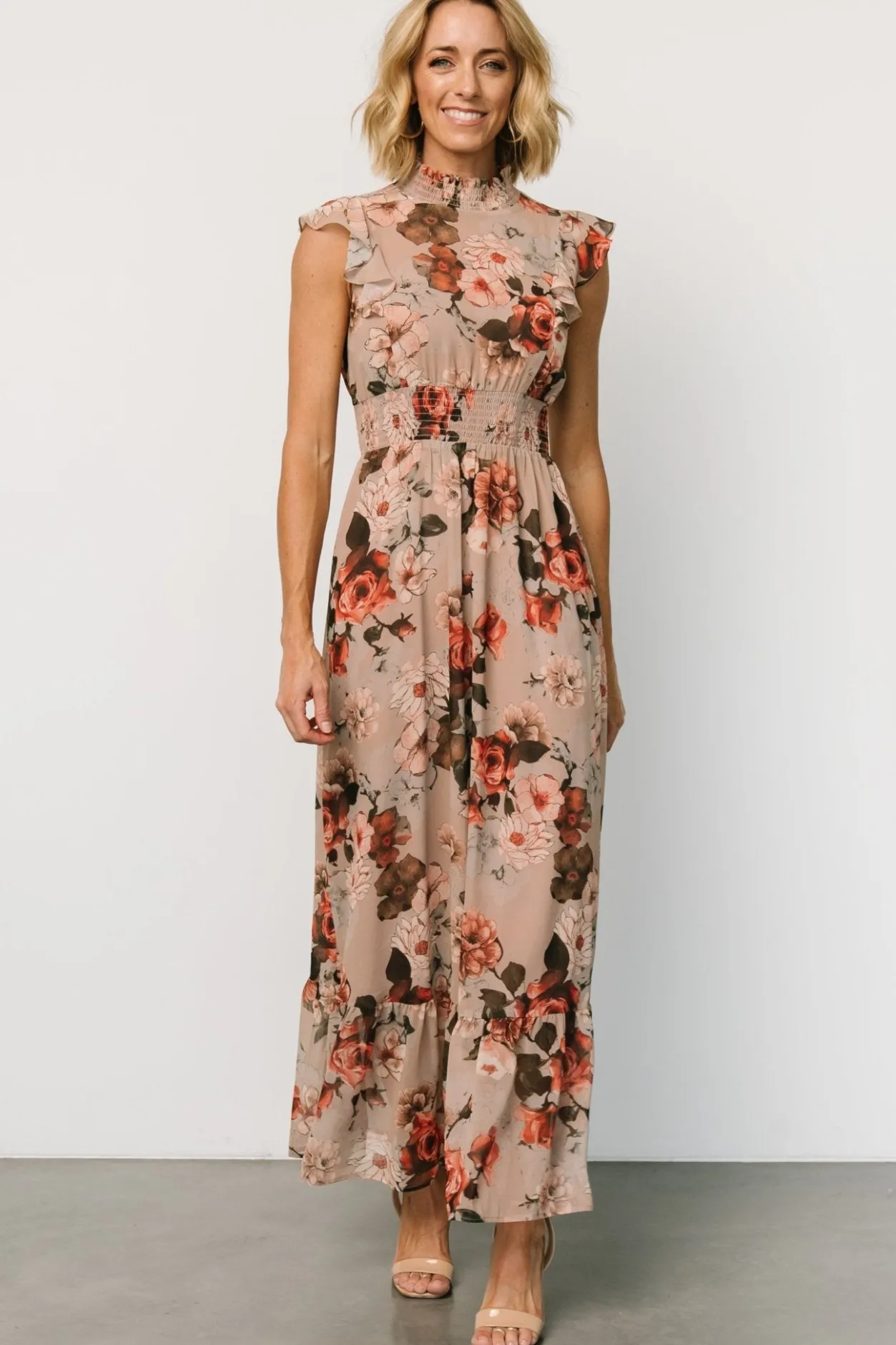 Discount Baltic Born Kearny Ruffle Maxi Dress | Blush + Vintage Floral Blush+VintageFloral