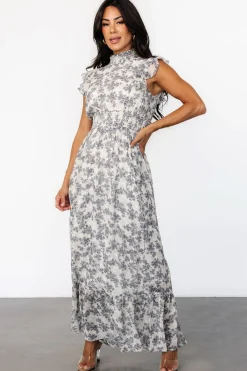Hot Baltic Born Kearny Ruffle Maxi Dress | Cream + Navy Floral Cream+NavyFloral