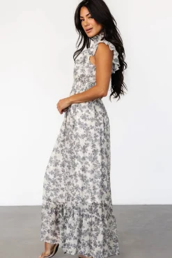 Hot Baltic Born Kearny Ruffle Maxi Dress | Cream + Navy Floral Cream+NavyFloral