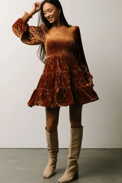 Sale Baltic Born Kele Crushed Velvet Mini Dress | Light Copper LightCopper