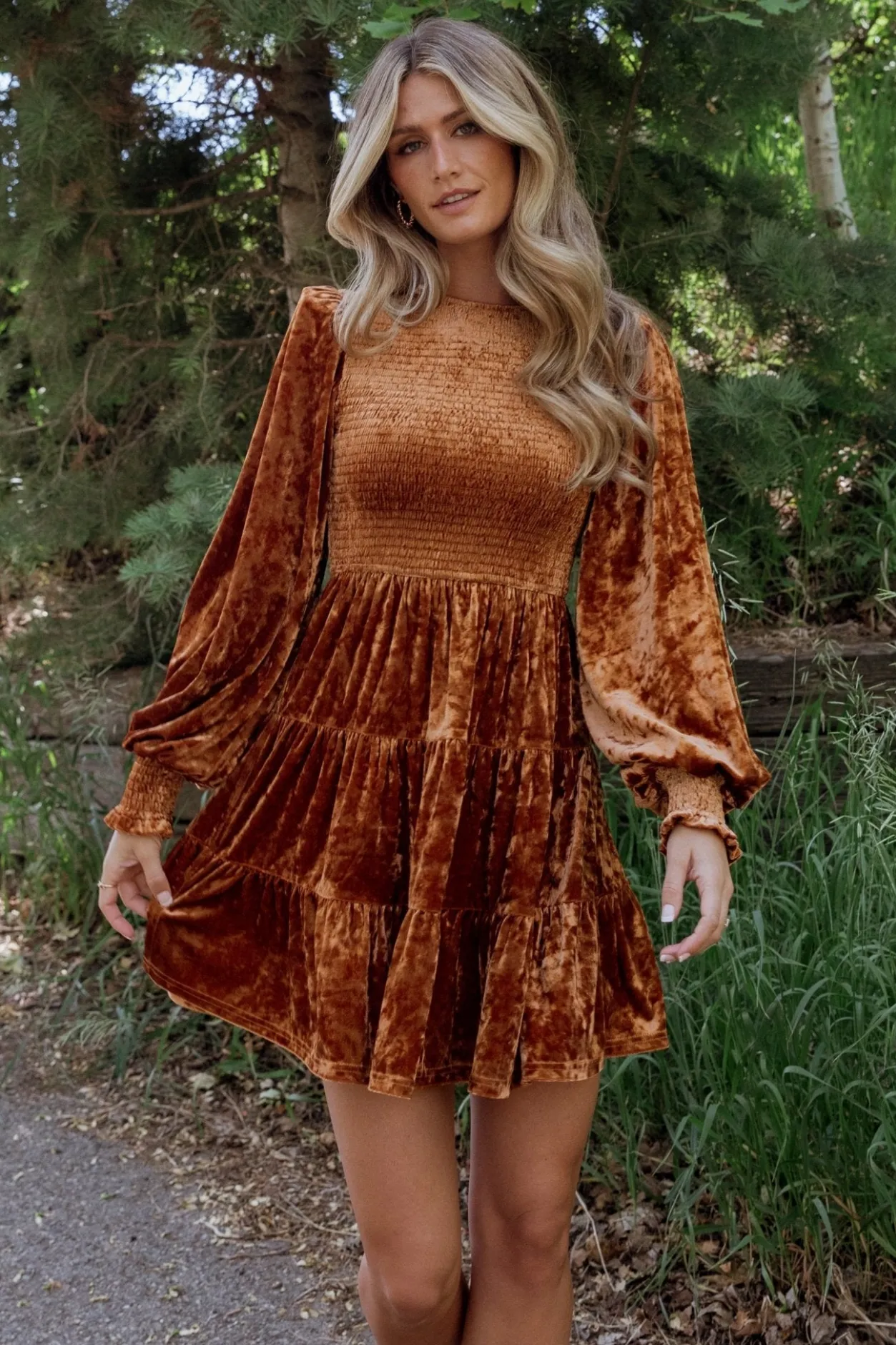 Sale Baltic Born Kele Crushed Velvet Mini Dress | Light Copper LightCopper