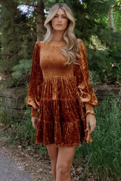Sale Baltic Born Kele Crushed Velvet Mini Dress | Light Copper LightCopper