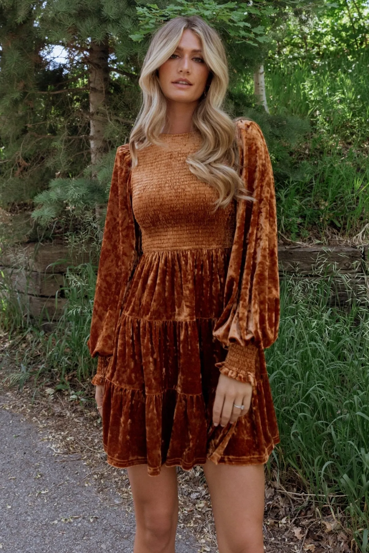 Sale Baltic Born Kele Crushed Velvet Mini Dress | Light Copper LightCopper