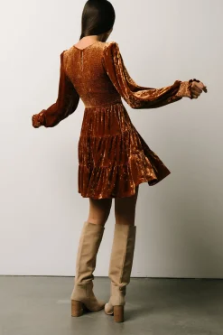 Sale Baltic Born Kele Crushed Velvet Mini Dress | Light Copper LightCopper