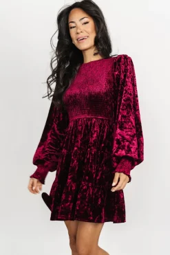 Best Baltic Born Kele Crushed Velvet Mini Dress | Deep Berry DeepBerry