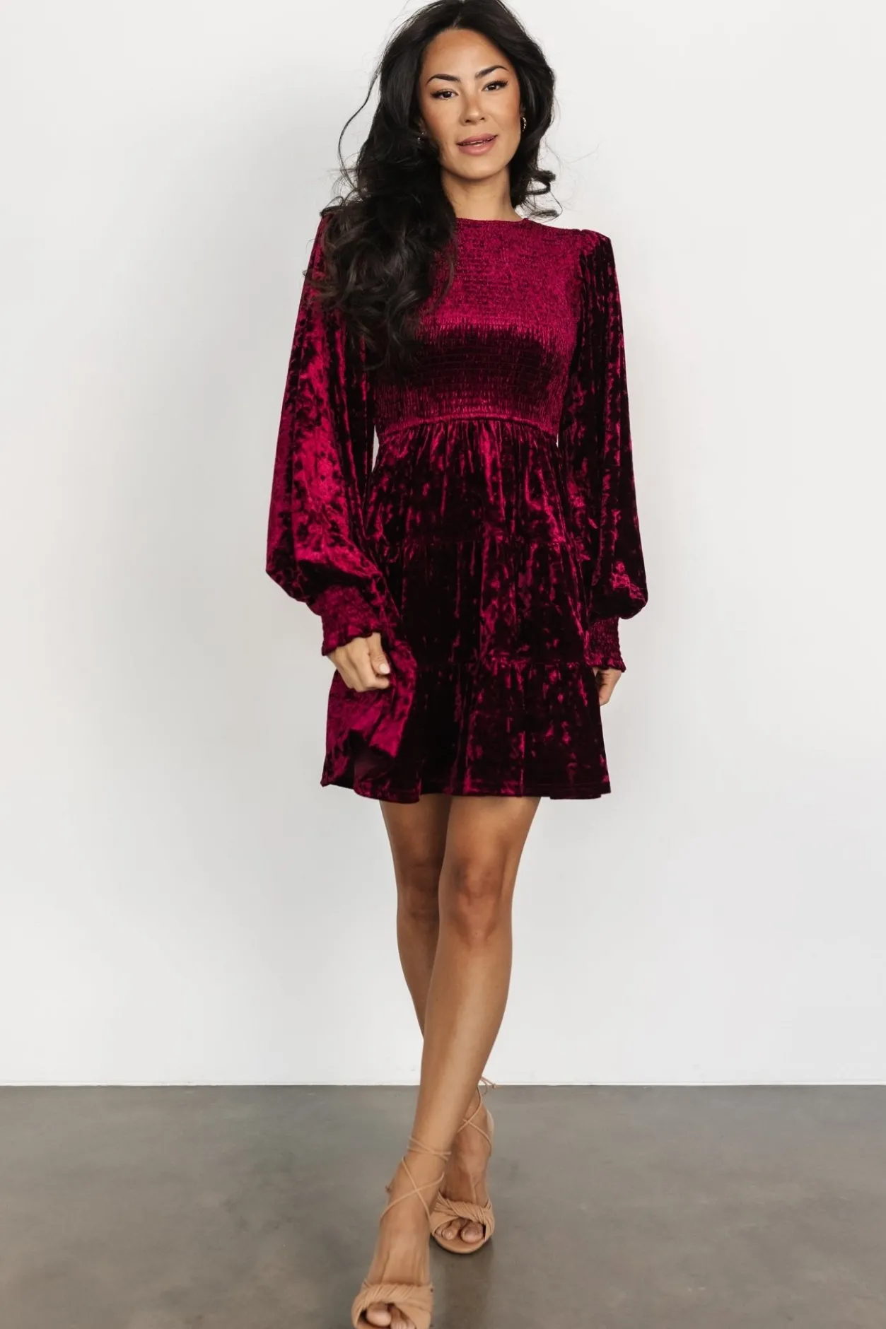 Best Baltic Born Kele Crushed Velvet Mini Dress | Deep Berry DeepBerry