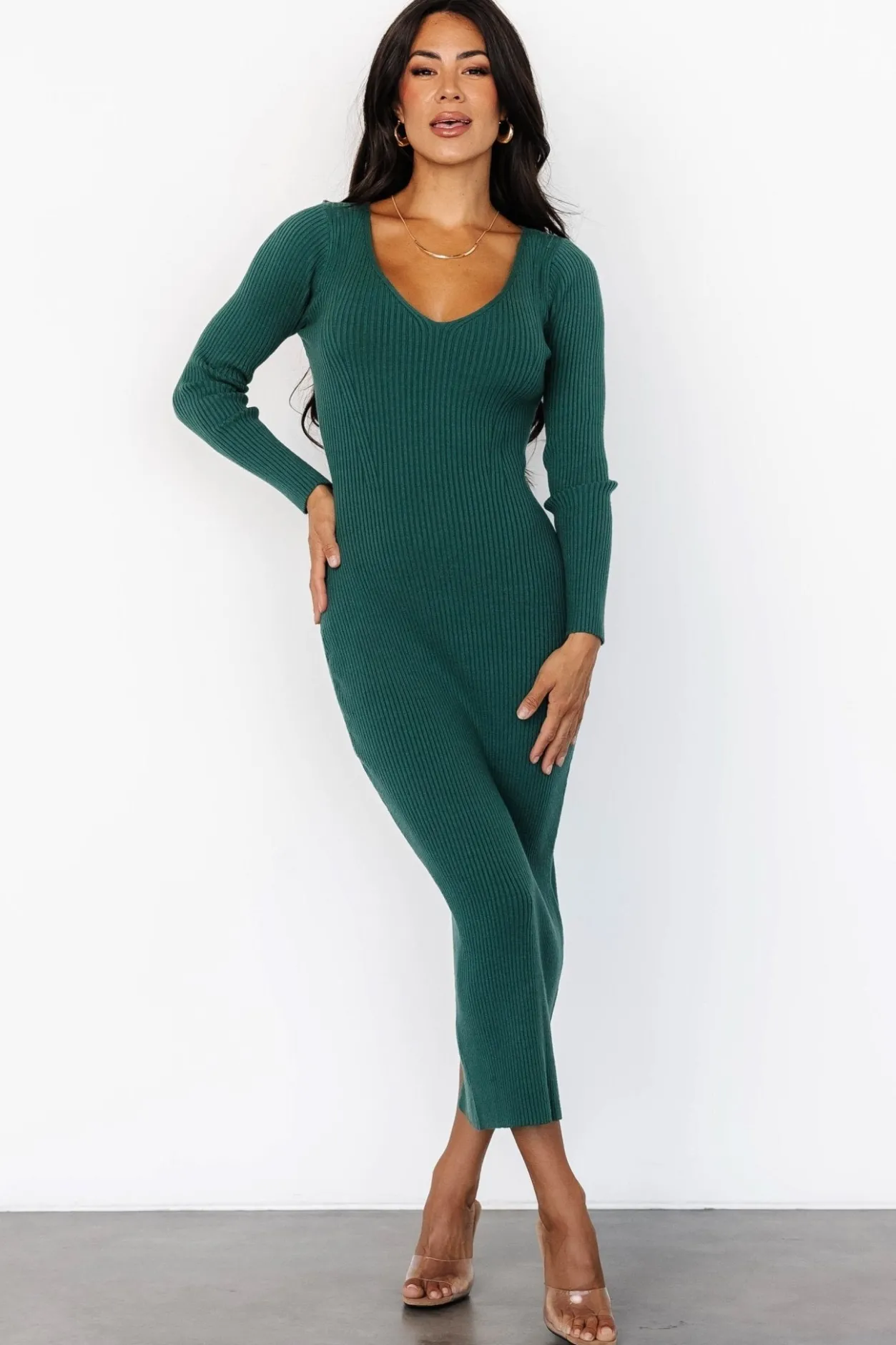 New Baltic Born Kendall Ribbed Midi Dress | Green