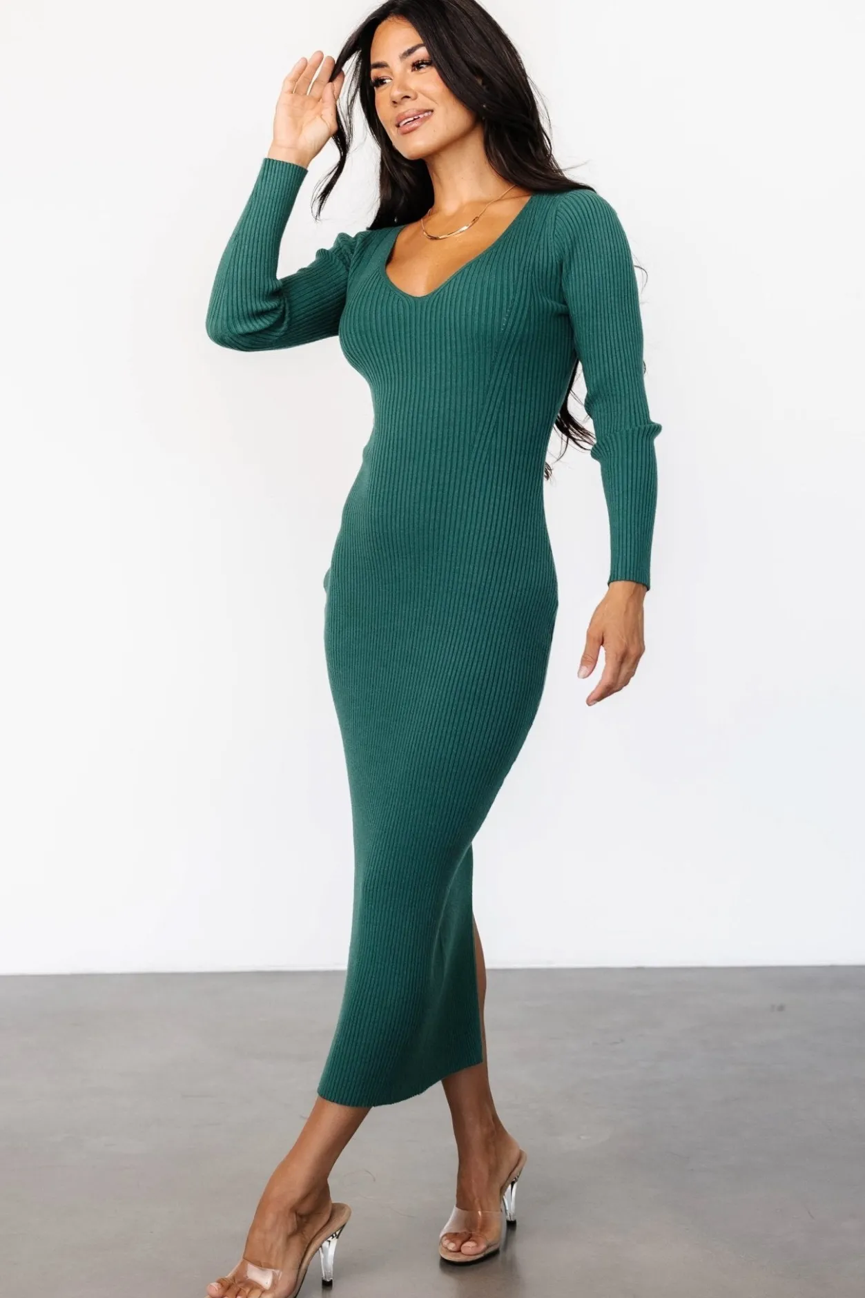 New Baltic Born Kendall Ribbed Midi Dress | Green