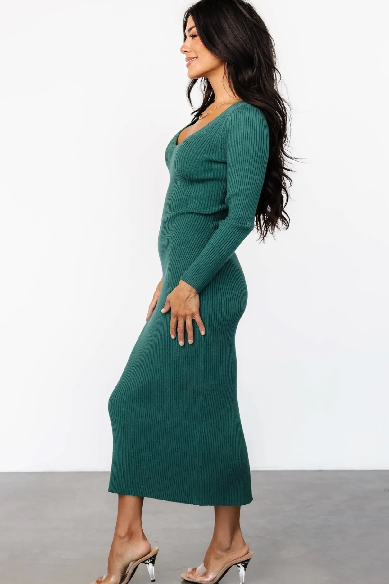 New Baltic Born Kendall Ribbed Midi Dress | Green