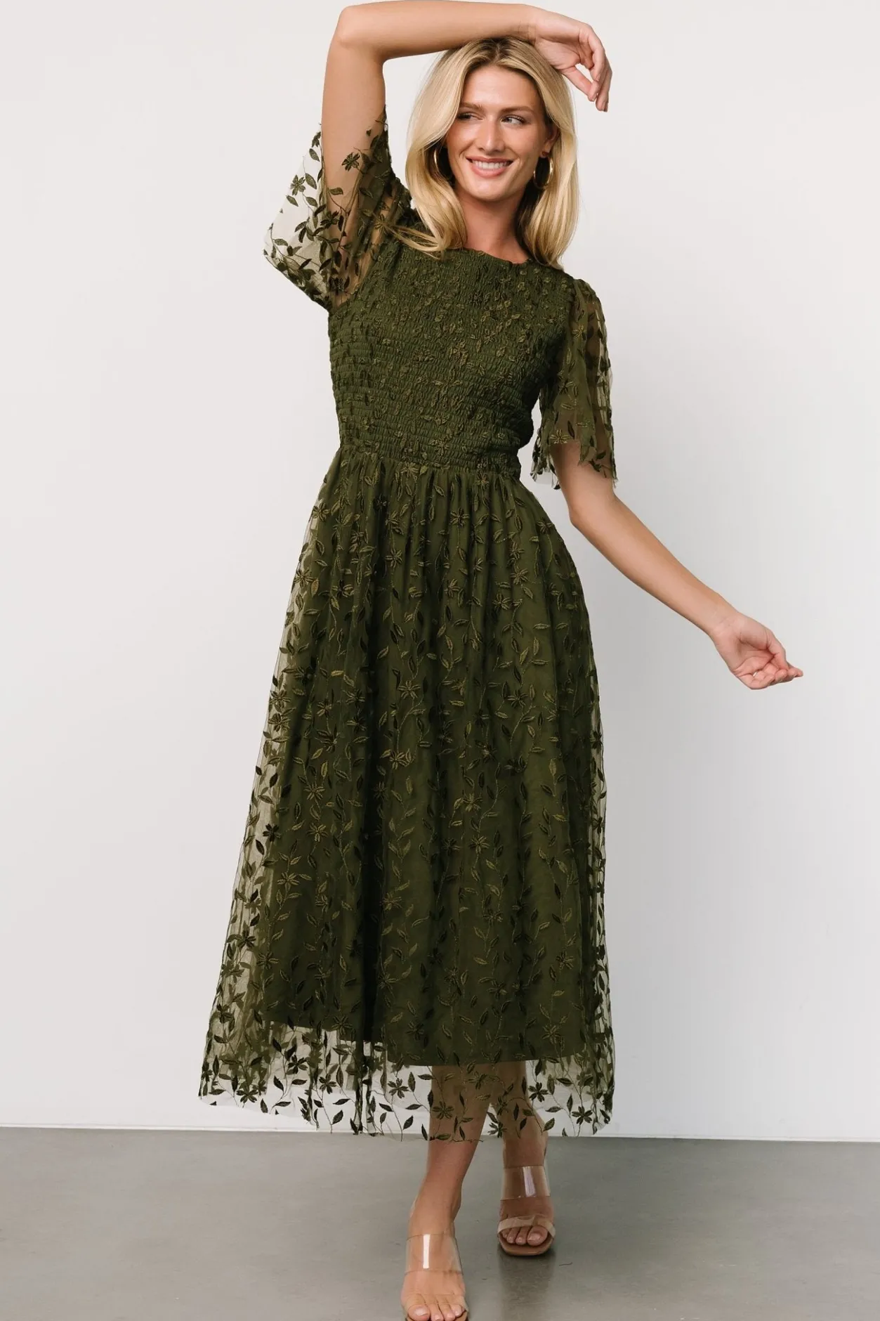 Online Baltic Born Kendra Embroidered Dress | Olive