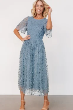 Online Baltic Born Kendra Embroidered Dress | Dusty Blue DustyBlue