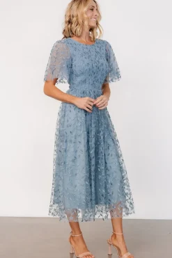 Online Baltic Born Kendra Embroidered Dress | Dusty Blue DustyBlue